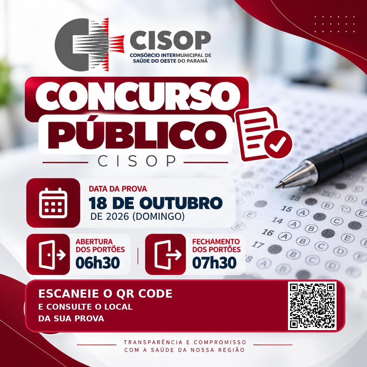 Noticia Destaque Provas do concurso público do CISOP será neste domingo em Cascavel