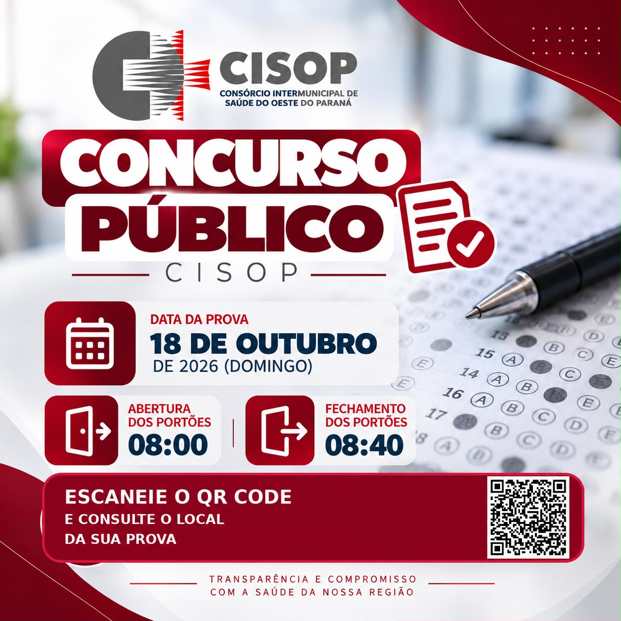 Noticia Destaque Provas do concurso público do CISOP será neste domingo em Cascavel