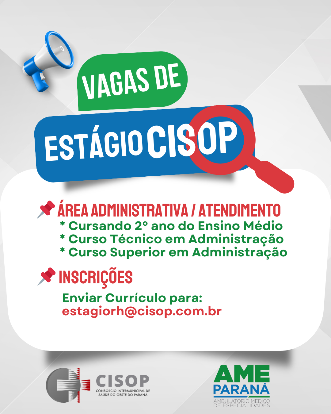 Noticia Destaque CISOP abre oportunidade de estágio na área administrativa
